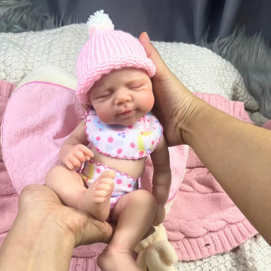 Mini 13 Inch Full Silicone Reborn Baby Doll Pascale Girl Washable Body Soft Solid Silicone Doll Birthday Christmas Gift