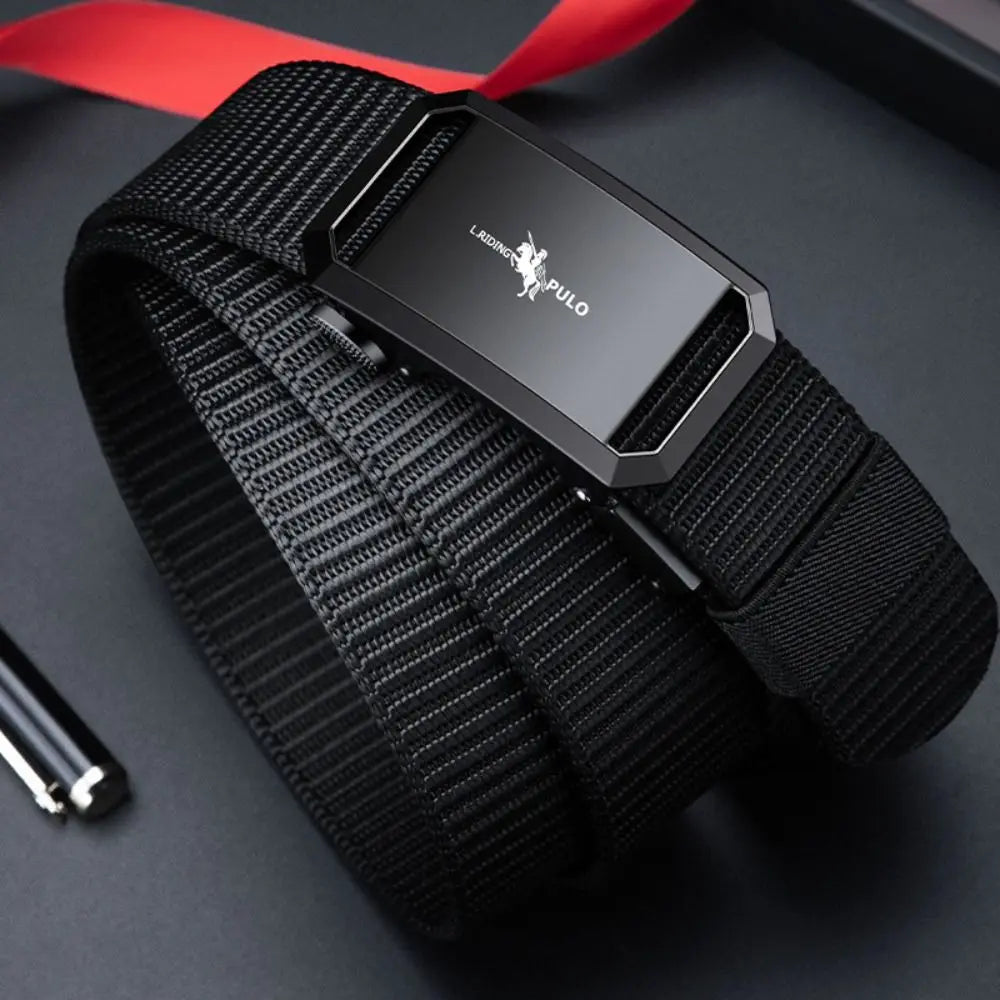 Men Business Belt Luxury Brand Quality Nylon Canvas Belt Black Automatic Buckle Belt Casual Simple Wild Style Trendy Jeans Belt
