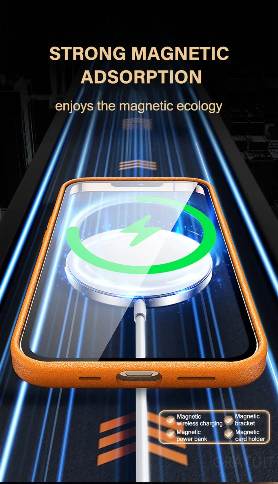 Original For Magsafe Animation Leather Case For iPhone 13 Mini 14 15 16 Pro Max Plus Magnetic Wireless Charging Shockproof Cover