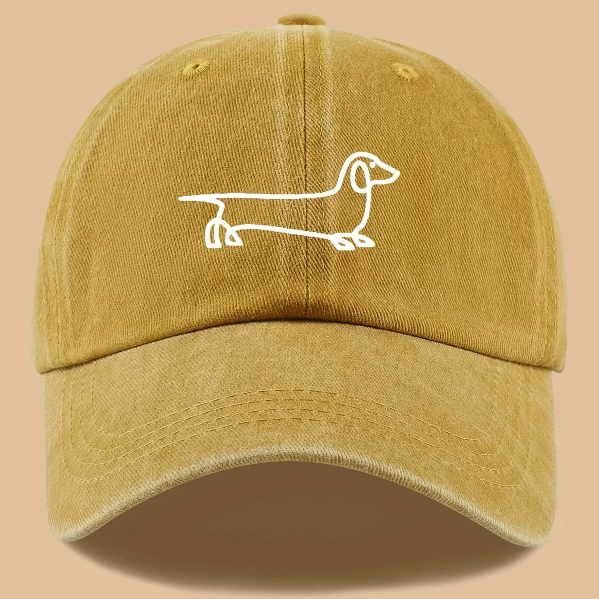 Simple dog print baseball cap, versatile for both men and women, suitable for outdoor travel as a hat for pet enthusiasts