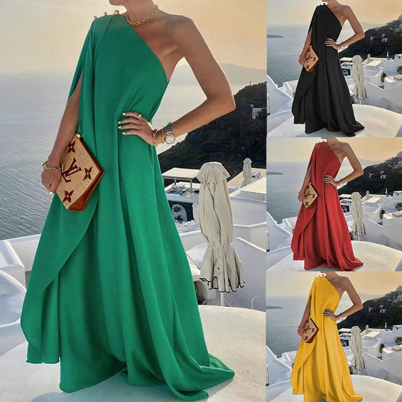 Evening wear Dresses: Elegant Off Shoulder Boho Long Party Dress Women