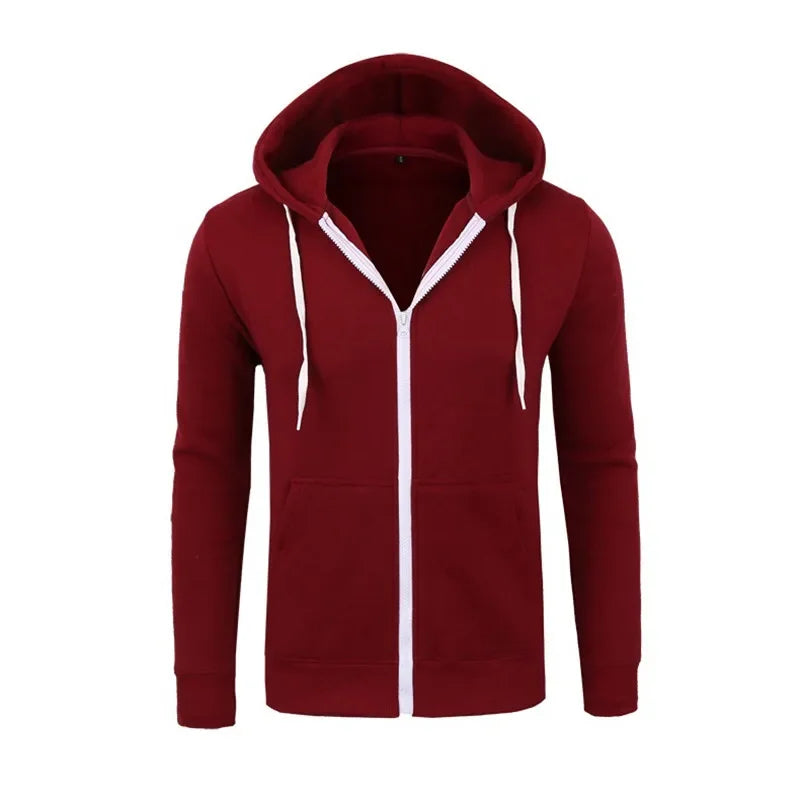 Men's Hoodies Sweatshirts Zipper Hoodie Men Sweatshirt Solid