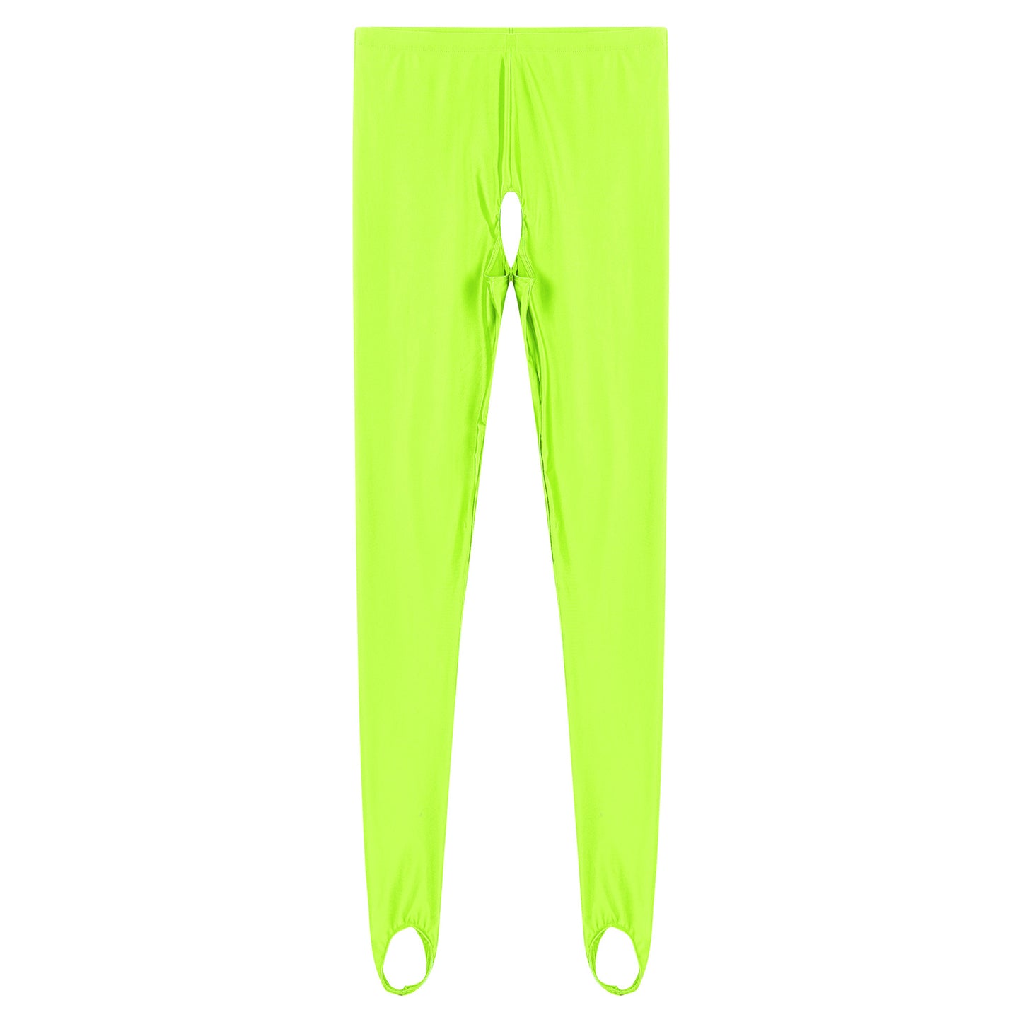 Womens Lingerie Glossy Open Crotch Stirrup Tights Leggings Stretchy Smooth Mid Waist