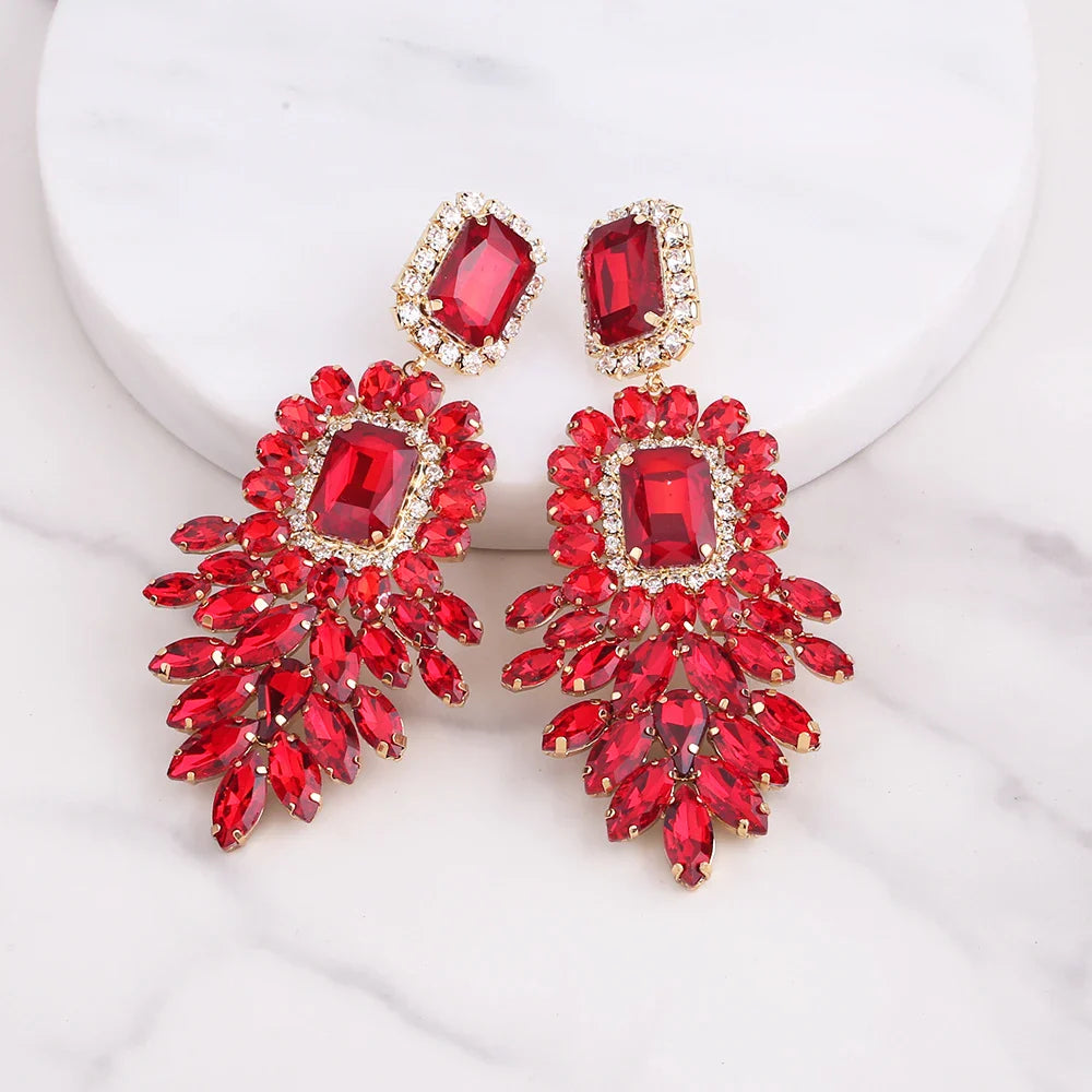 New Crystal Dangle Earrings For Women Rhinestone Earrings Weddings Ladies Party Fashion Jewelry Accessories Wholesale Gifts