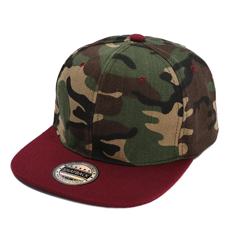 Spring and Summer Baseball Cap Flat Brim Camouflage Fashion Hip Snapback Hat Plain Gorras Bone Blank Caps