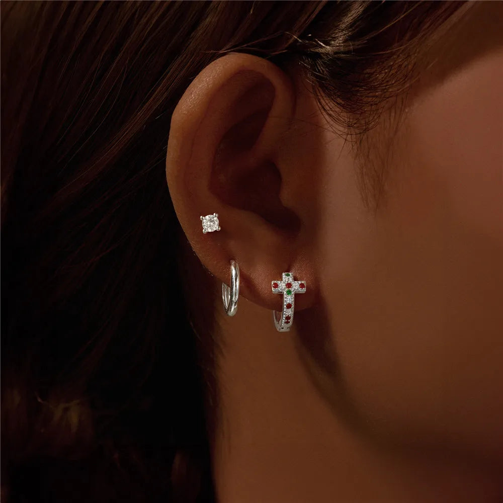 AIDE 925 Sterling Silver 3pcs 4pcs Set Zircon Stud Earrings 18k Gold Star Minimalism Huggies Earring Fine Jewelly Set Party Gift