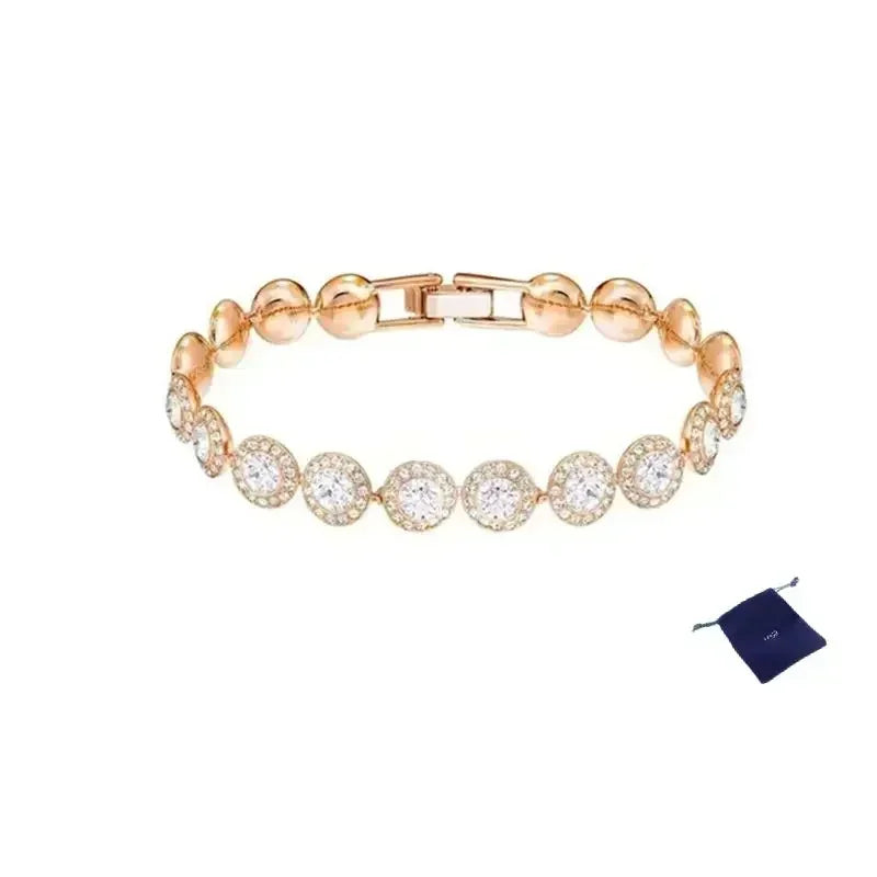 High Quality Women's Classic Happiness Diamond Round Crystal Necklace Set S925 Silver Gorgeous Una Angelic Series Jewelry Set