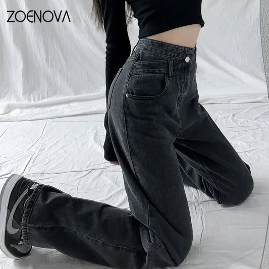 Y2K 2023 Women Clothing Cross Waist Straight Wide Leg Pants