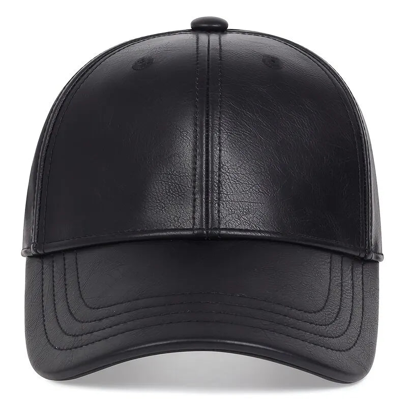 Pu Leather Baseball Caps Spring and Autumn Outdoor Adjustable Casual Hats Sunscreen Hat