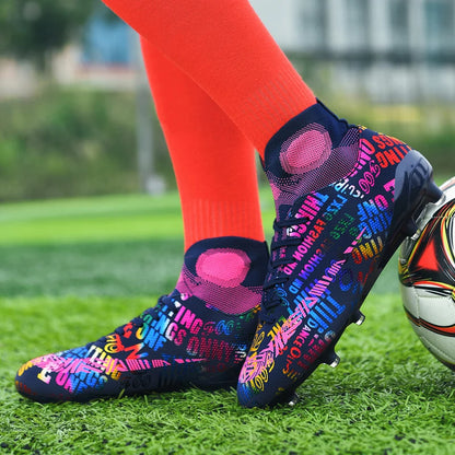 Professional Unisex Soccer Shoes Long Spikes TF Ankle Football Boots