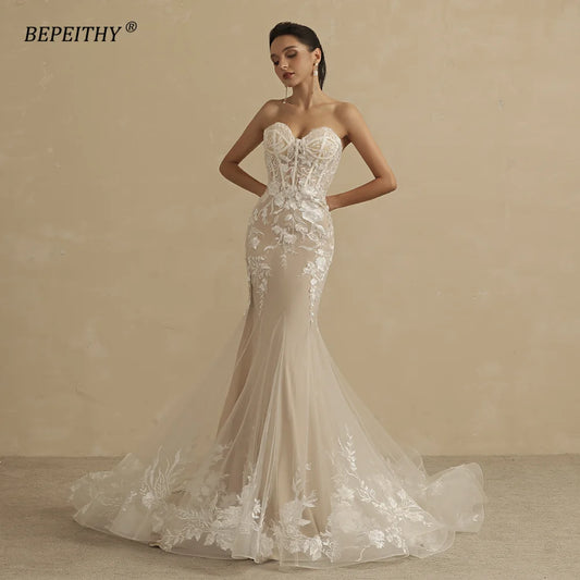 White Bridesmaid Dresses: Champagne Mermaid Wedding Dress For Women Ivory
