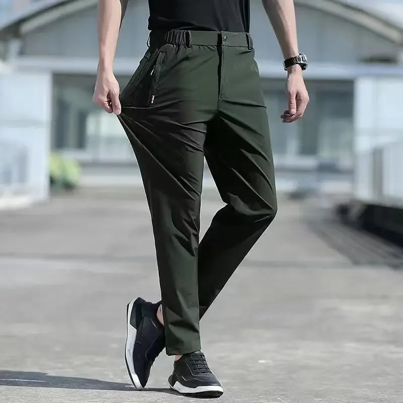 Large Size Men's Summer Pants Big Size Ice Silk Stretch Breathable