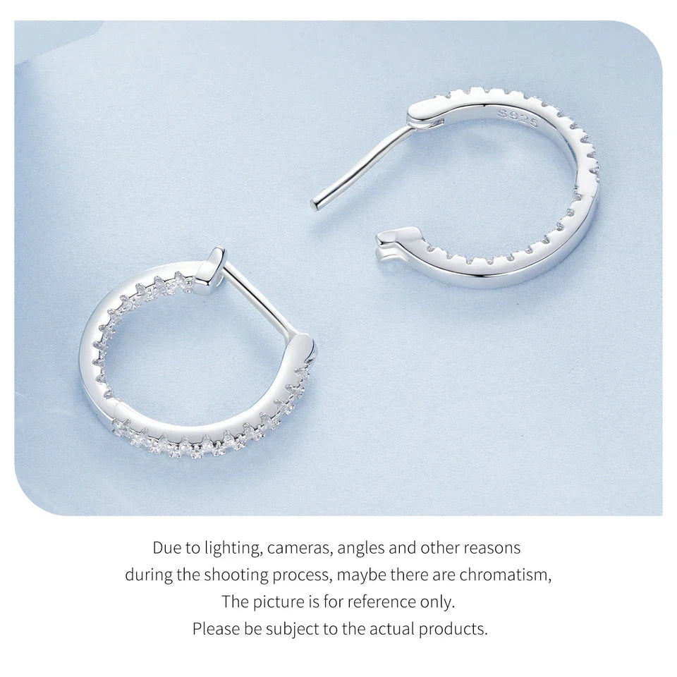 BAMOER 925 Sterling Silver Cubic Zirconia Hoop Earrings, White Gold Plated Lightweight Hypoallergenic Hoop Earrings for Women