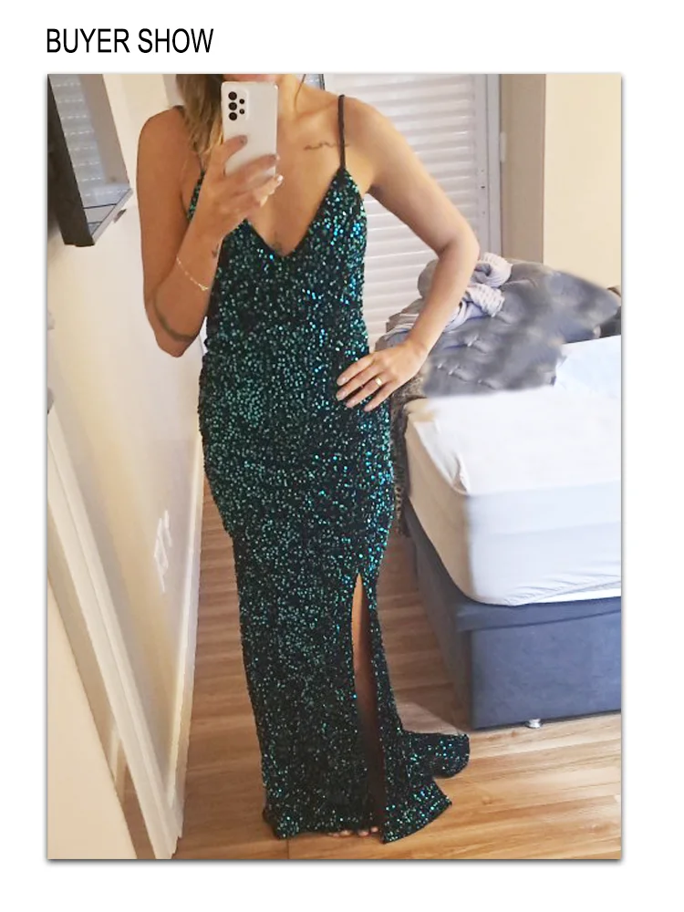 Evening wear Dresses: Long Party Dresses Luxury V Neck Velvet Dress