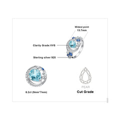 JewelryPalace Moon Star 6.8ct Genuine Sky Blue Topaz Created Sapphire