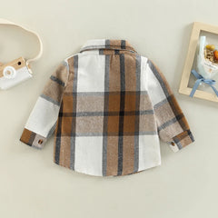 Toddler Baby Boy Girl Plaid Shirt Jacket Outfits Button Down Cardigan Kids