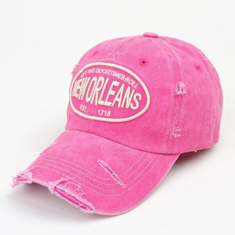 2024 Unisex Washed Cotton Baseball Cap Letter Embroidered Vintage Snapback Hat Men And Women Streetwear Outdoor Sports Hats