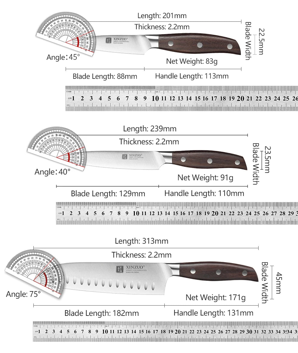 High Carbon Germany 1.4116 Stainless Steel 5PCS Kitchen Knife Set