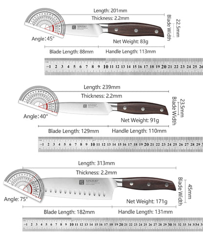 High Carbon Germany 1.4116 Stainless Steel 5PCS Kitchen Knife Set
