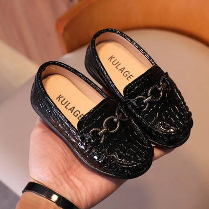 Baby Boys Leather Shoes Kids Casual Flats Children Loafers Slip-on Metal Buckle Chic Moccasins Flats for Wedding Party 21-30 New