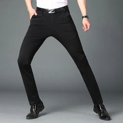 Thin Men's Trousers Four Side Elastic Milk Silk New Business Office Ice Silk Men's