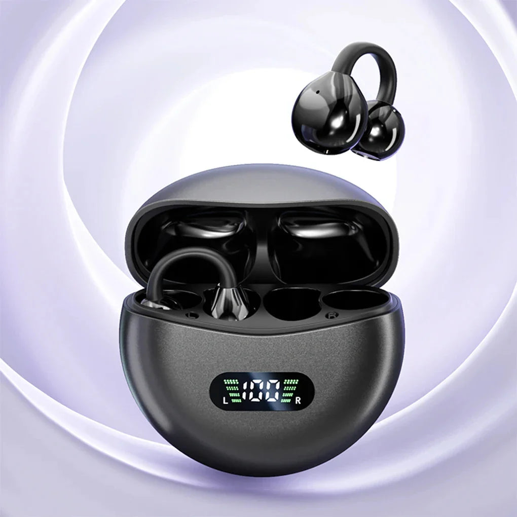M79 Wireless Hifi Bluetooth 5.4 Earbuds Clip on Ear with Digital Display Waterproof Sport Headsets with Mic