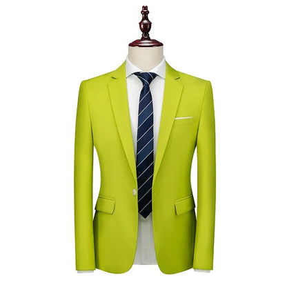 2023 Spring Autumn Fashion New Men's Business Casual Solid Color Suits / Male One Two Button Blazers Jacker Coat Trousers Pants