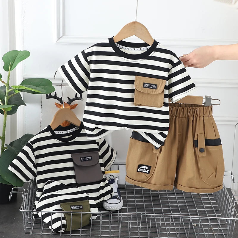 New Baby Boys Clothes Suit Summer Children Fashion Striped T-Shirt Shorts 2Pcs/Sets Toddler Casual Costume Kids Tracksuits
