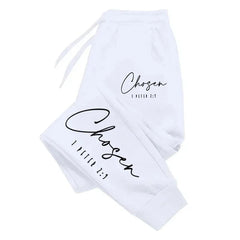 Chosen Letter Printed Sweatpant Woman Man Casual Long Pocket Outdoors Sweatpants