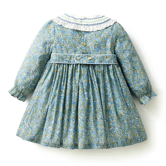 Girls Dresses Kids Hand Made Smocking Floral Dress Spring Princess Baby Girl