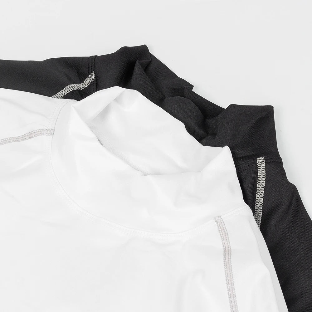 Men's Workout Compression Shirt Quick Dry Running T-shirt Turtleneck Long Sleeve Rash Guard Gym Base Layer Athletic Undershirt