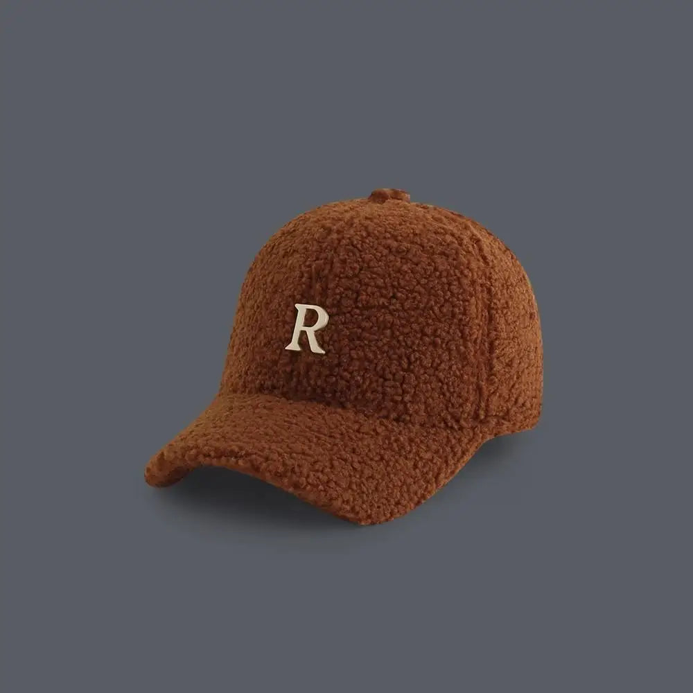 Baseball Cap Winter Hats For Women Men Unisex Letter Metal Logo Imitation Cashmere Keep Warm Simple Casual Winter Cap New Velvet