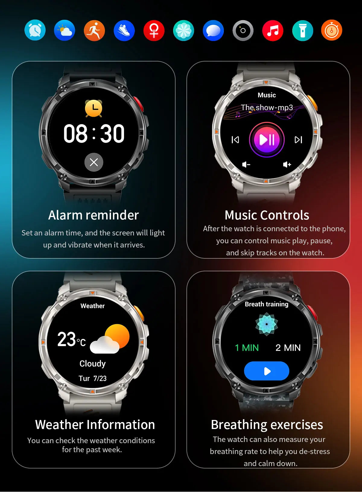 New T-Rex3 1100mAh Large Battery Durable Adult Smart Watch 1.7-inch GPS trackr Compass 5ATM Waterproof BT Call Sports Smartwatch