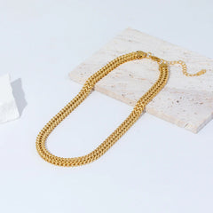 Stainless Steel Gold Color Thick Chain Choker Necklace Bracelet for Women Fashion