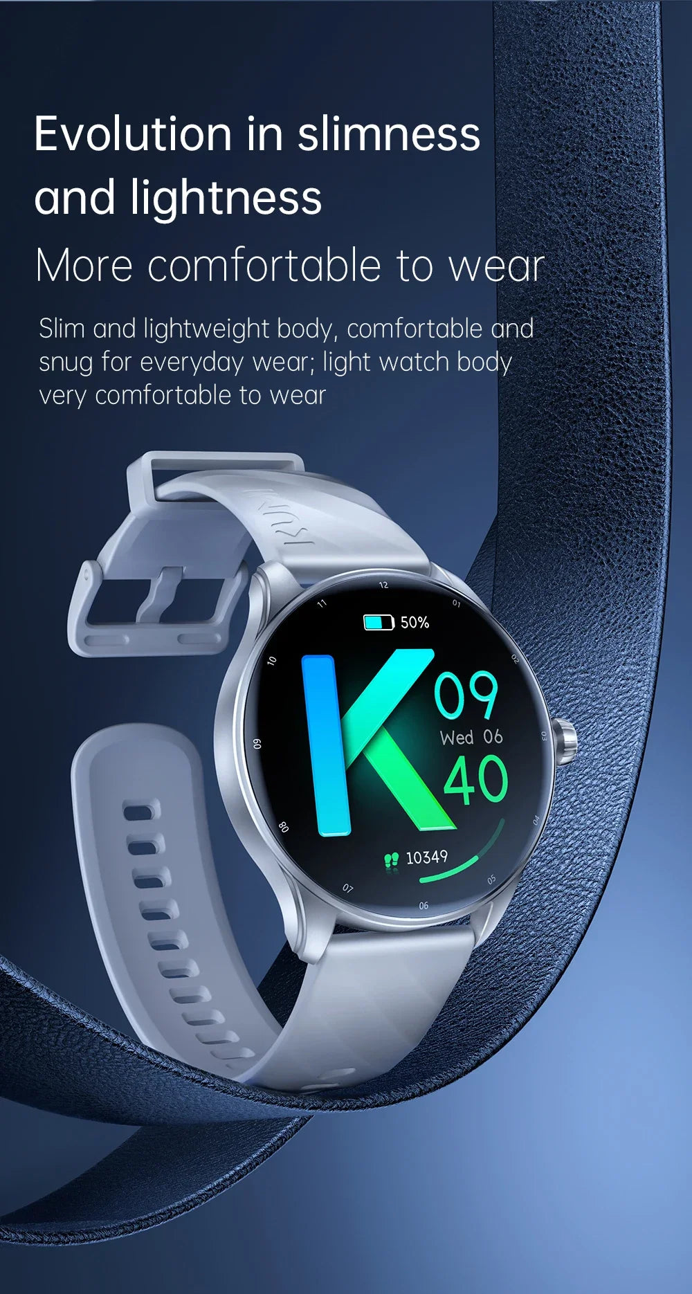 KUMI GW3 Pro Smartwatch 1.43" AMOLED IP68 Waterproof Bluetooth 5.2 Fitness Tracker Heart Rate Blood Oxygen Monitor