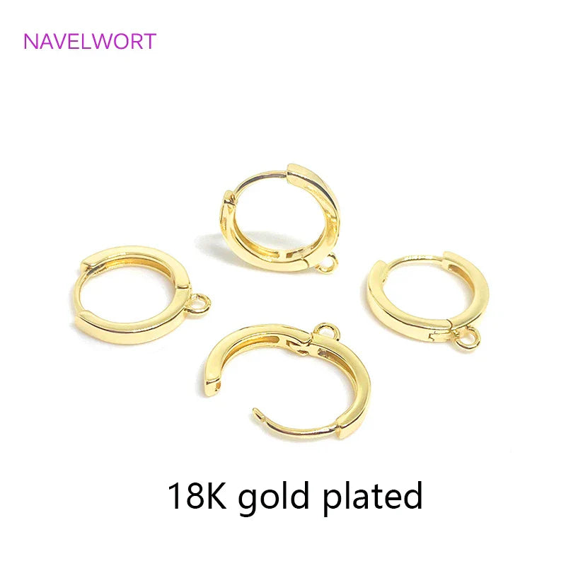 14K Gold Plated Brass Earrings Hooks Round Hoop Earrings,Earring Fixtures,Fasteners For Earrings,DIY Earring Making Accessories