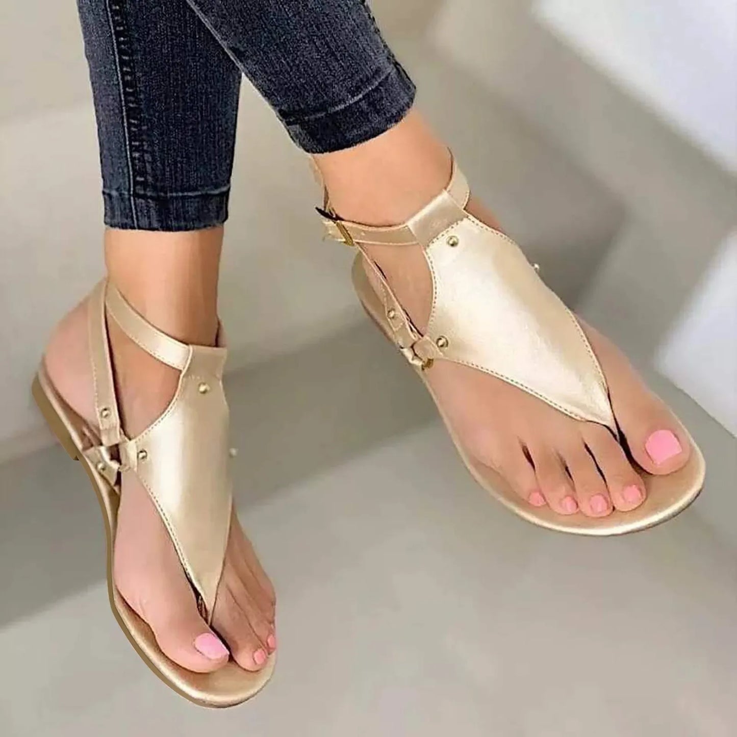 Flops Buckle Women‘S Toe Strap Sandals Ladies Flat Beach Flip Shoes Sandals Open Women'S Sandals
