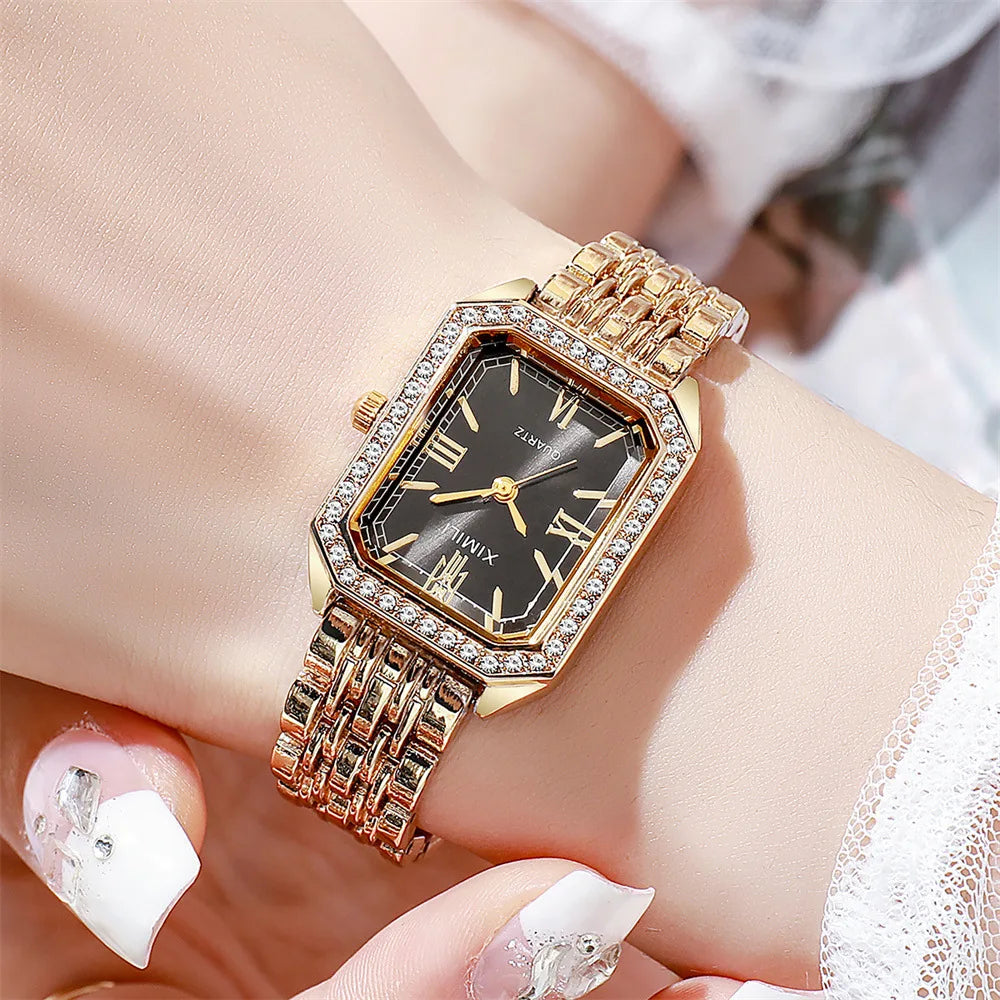 2025 Light luxury Brand Watch Women Business Simple Diamond Gold Watches Casual Female Student Fashion Quartz Clock Wristwatches