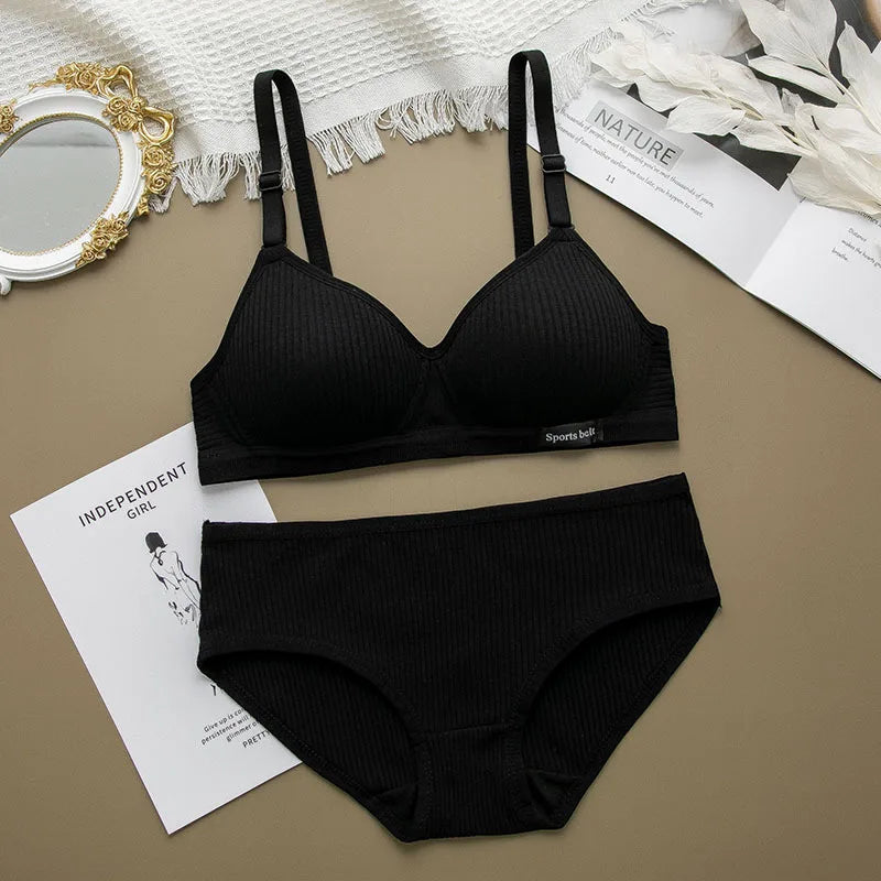 Women Seamless Bra Panties Set Stretch Sport Bra Thong Briefs