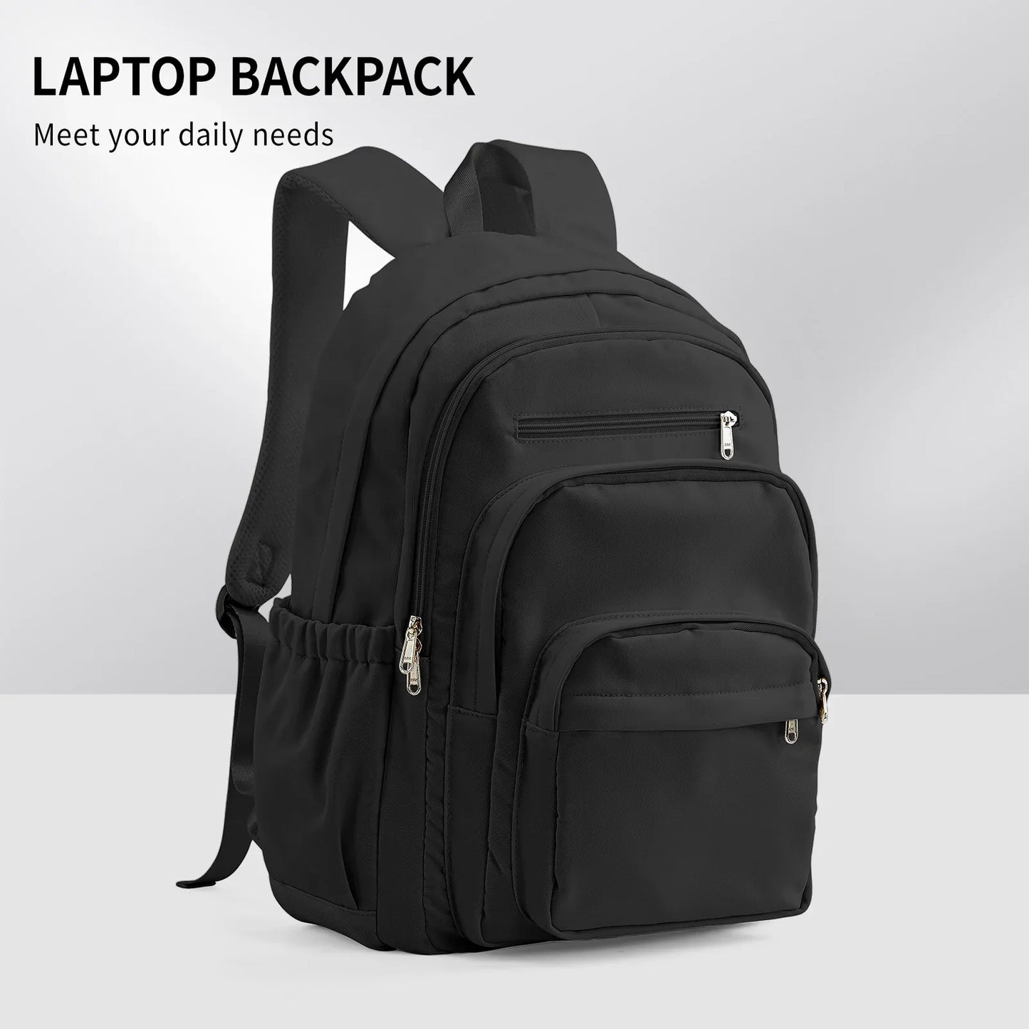 Casual Nylon Backpack, Backpack for Women, Multi-Pocket Design in Light Blue Durable for School, High School and College Bookbag