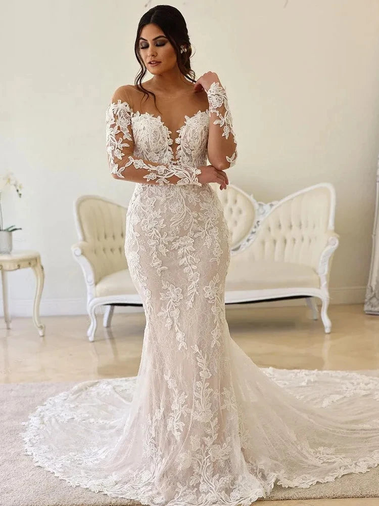 White Bridesmaid Dresses: Wedding Dresses For Women Long Sleeves Bridal Gowns