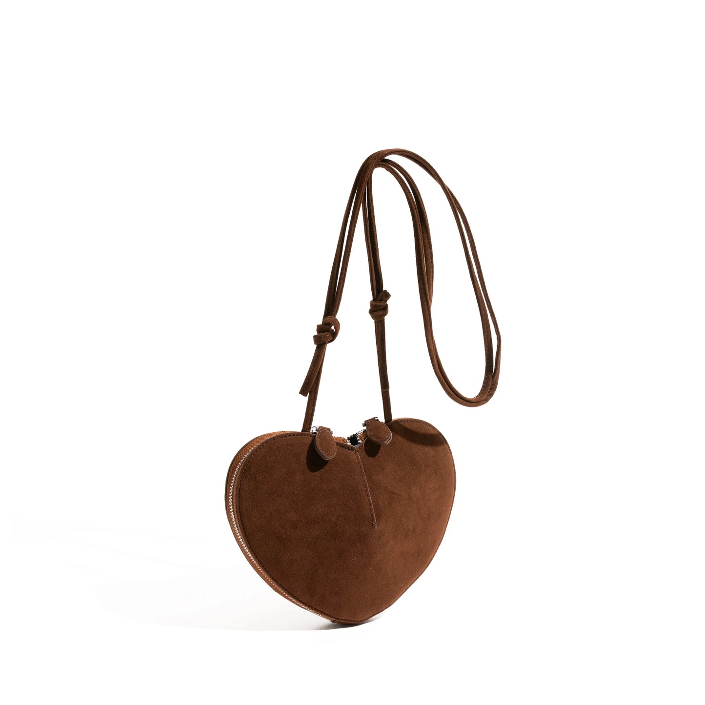 Vintage Faux Suede Hobo Phone Purse Luxury Design Unique Heart Shape