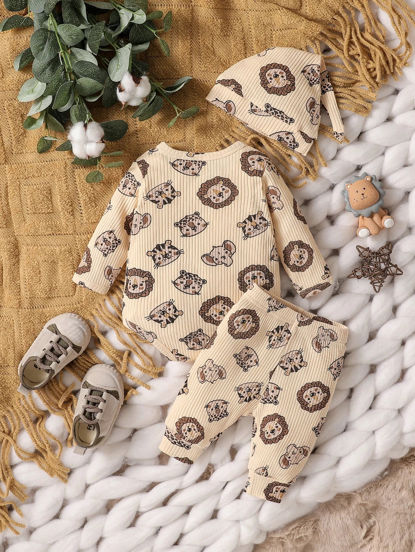 Baby Boys Newborn Soft Long Sleeve Open Stitch 2pcs Pantsuits Casual Daily For Autumn +Hat