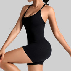 Yoga Cross Backless Fitness Jumpsuit Woman One Piece Running Workout Sleeveless