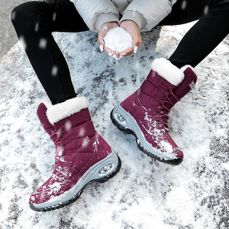 Moipheng Women Boots Winter Keep Warm Quality Mid-Calf Snow Boots