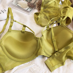 Women Lace Underwear Hollow Push Up Bra Set Classic Bandage Lingerie