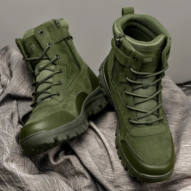 Military Boots Men High-Top leisure Leather Boots Motorcycle Riding Outdoor Hiking Boots