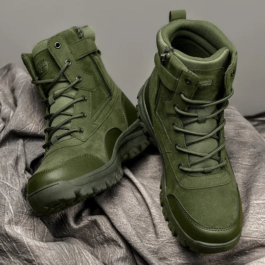 Military Boots Men High-Top leisure Leather Boots Motorcycle Riding Outdoor Hiking Boots