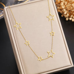 Stainless Steel Necklaces Exquisite Stars Choker High-end Sense Pendants Collar Kpop