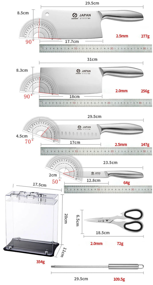 1-7pcs Chef Knife Set Hollow Handle Knife Set Stainless Steel Household Slicing Kitchen